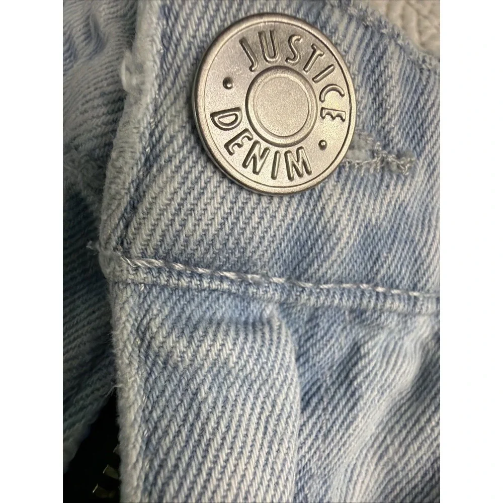 Justice Light Wash Jeans with Pink Balloon & Red Ring Pop Art Girls Sz 10